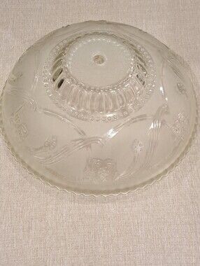 Frosted & Clear Textured Floral Domed Glass Ceiling Light Shade 9¾" diameter